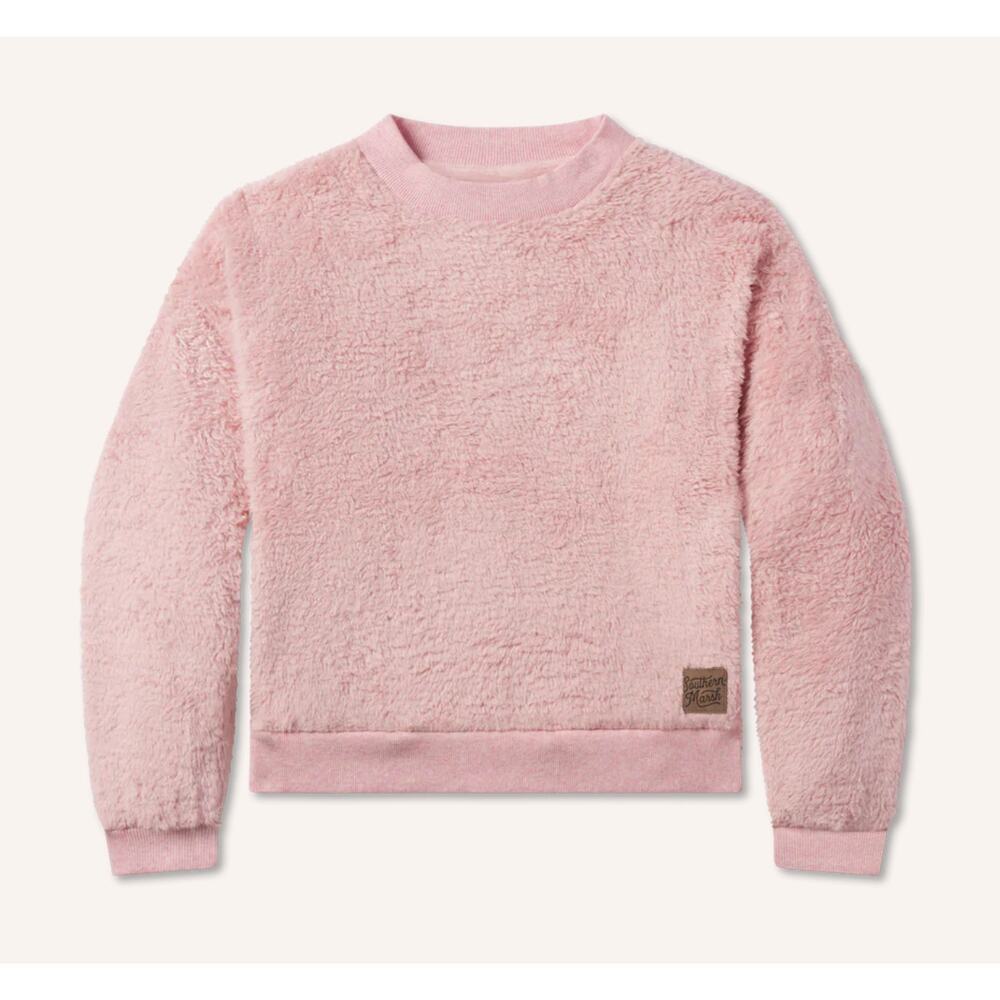 Southern Marsh  SOUTHERNCLASSICS Pink Cropped Fuzzy Sweatshirt Size Medium